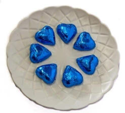 Hearts - Milk Chocolate Hearts In Electric Blue Foil 1kg
