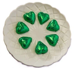 Hearts - Milk Chocolate Hearts In Green Foil 350g