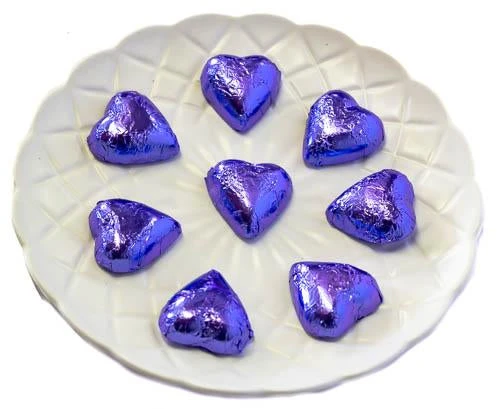 Hearts - Milk Chocolate Hearts In Mauve Foil 1kg