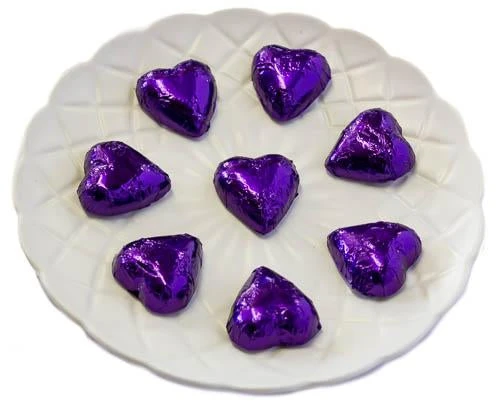 Hearts - Milk Chocolate Hearts In Purple Foil 1kg