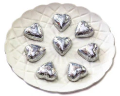Hearts - Chocolate Hearts In Silver Foil (5kg Bulk)
